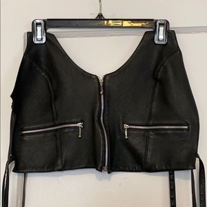 Black Leather Halter Top
